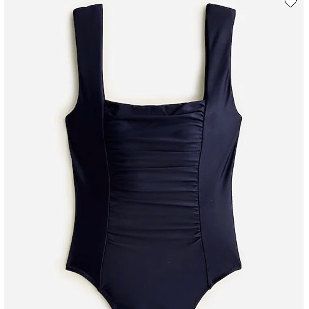 J. Crew Navy Blue Ruched Square Neck Swimsuit sz 18